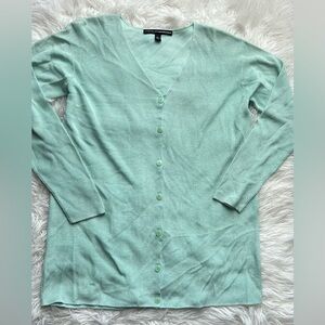 ELLEN TRACY  LARGE  Cardigan V-Neck Button Down Light Mint Green